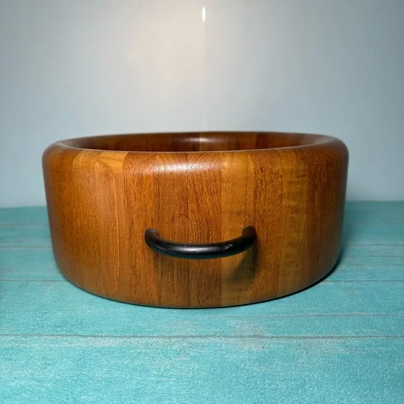 Digsmed Design Denmark Teak Wooden Salad/Serving Bowl with Iron Handles
